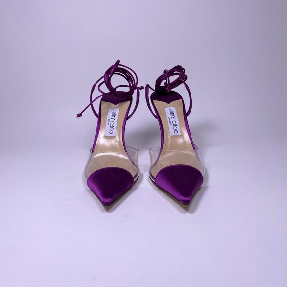 JIMMY CHOO Purple Satin 'Farley 95' PVC Trim - Picture 4 of 11